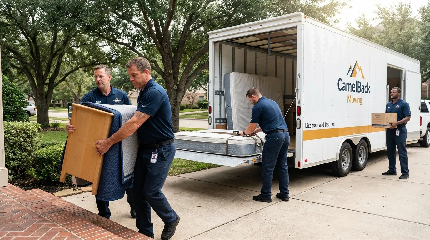 Crew loading residential truck for cross-state move from Pembroke, GA