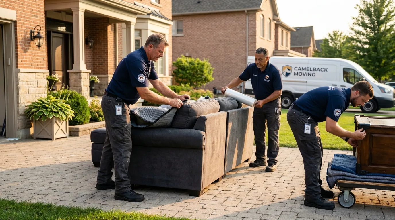 Large estate moving crew wrapping furniture in Pembroke, GA