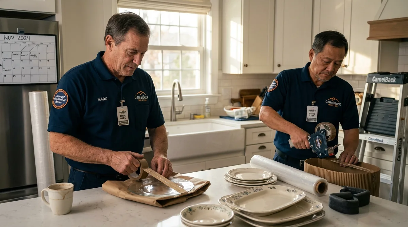 Professional crew packing kitchen dishware in Pembroke, GA